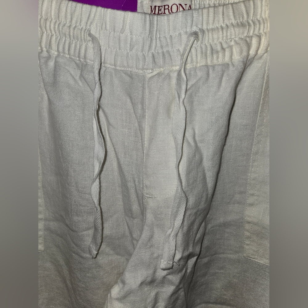 NWT Women's Merona White Midrise Relaxed Hip And Thigh Linen Pants Size XL - Picture 8 of 11